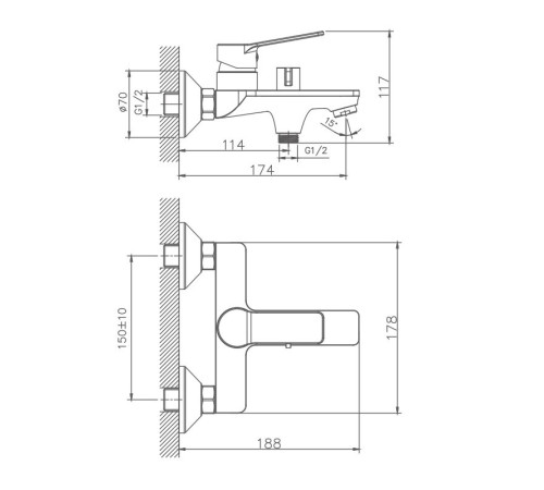 Смеситель для ванны Maretti Виола VA22RF572, хром