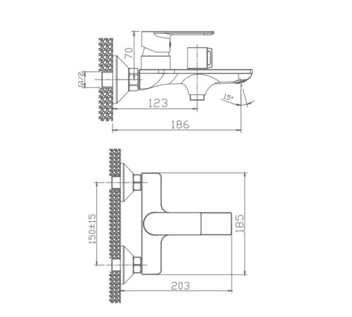 Смеситель для ванны Haiba HB60505, хром
