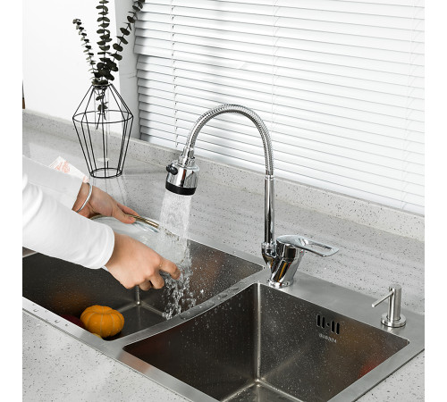 Смеситель для кухни с гибким изливом и режимом душ FRUD R41055-1, хром