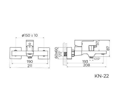 Смеситель для ванны Knotlor KN-22/RB, бронза