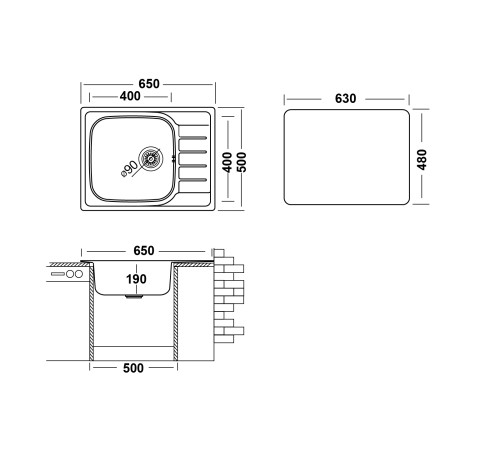 Кухонная мойка UKINOX Гранд GRL650.500 -GT8K 1R, 50*65