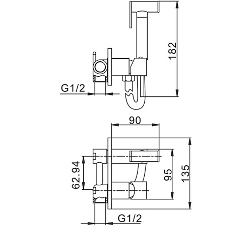 Гигиенический душ со смесителем FRAP F7505, хром