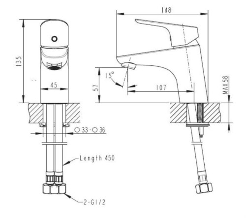 Смеситель для раковины Bravat Drop F14898C-1, хром