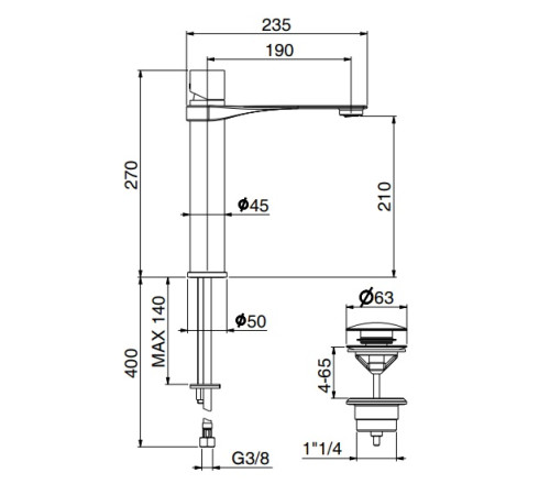 Смеситель для раковины Webert ONE-B NB830402015, хром/сталь