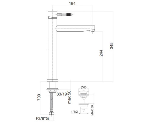 Смеситель для раковины Webert Rimini RI831402010, золото