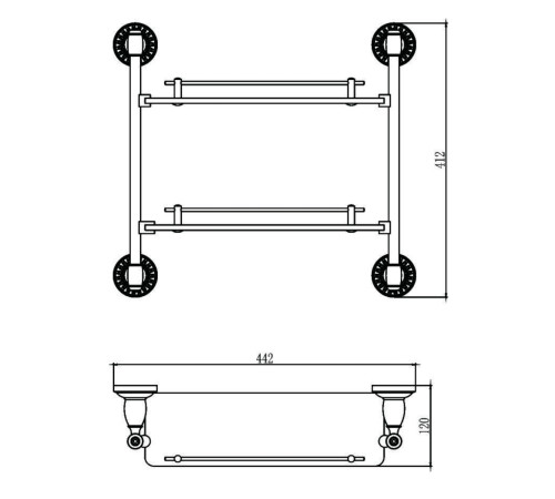 Полка стеклянная Savol S-006622H, черный