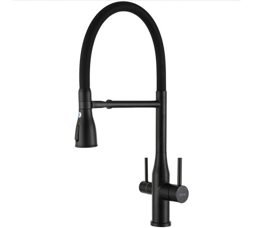 Смеситель для кухни с гибким изливом и подключением фильтра GAPPO G4399-76, черный