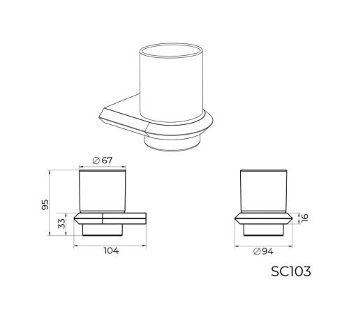 Стакан для ванной комнаты Knotlor SC103RB, бронза