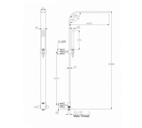 Душевой гарнитур Bravat Arc D224C-ENG, хром
