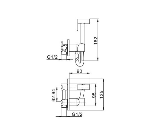 Гигиенический душ со смесителем Haiba HB5515-7, черный