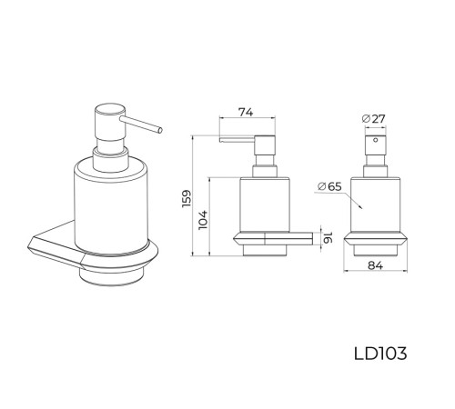 Дозатор жидкого мыла Knotlor LD103C, хром