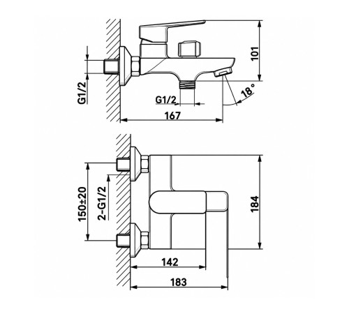 Смеситель для ванны FRUD R32158-6, черный