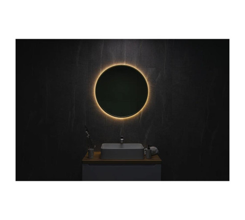 Зеркало Dreja SHINE 80х80 см, метал. рама, золото, беск. сенсор,  LED-подсветка, диммер
