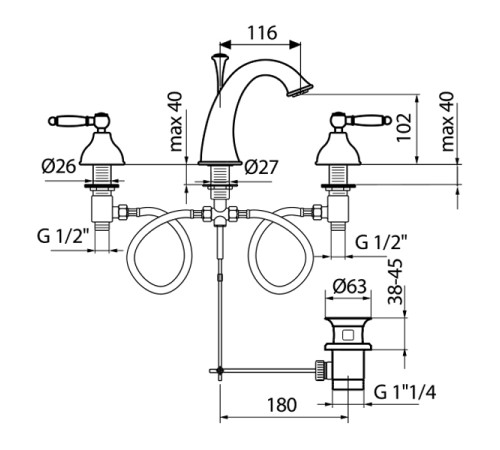 Смеситель для раковины Webert Dorian DO750101015, хром
