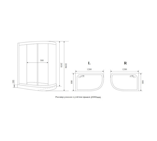 Душевая кабина Timo Premium ILMA Black ILMA902RB, 120x80x222