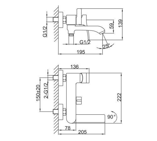 Смеситель для ванны FRAP F3275, хром