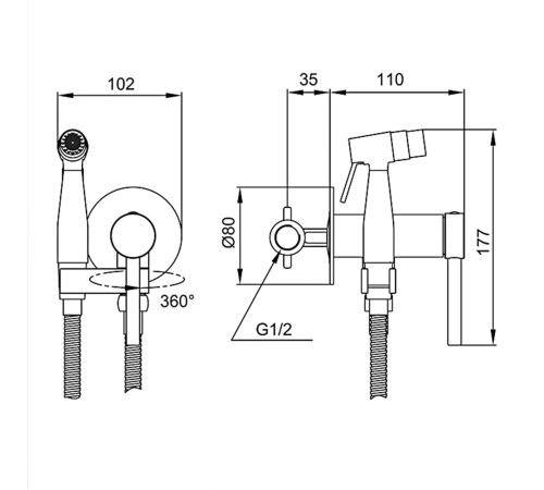 Гигиенический душ со смесителем GAPPO G7206-9, оружейная сталь