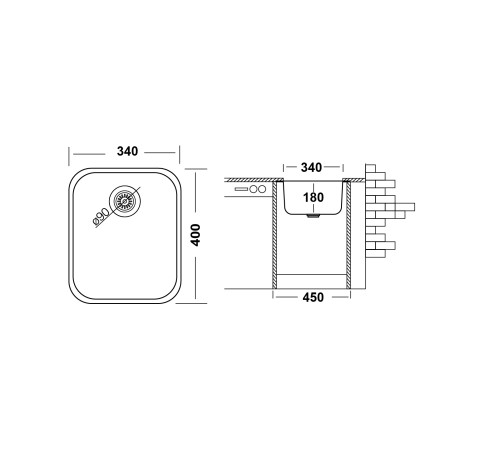 Кухонная мойка UKINOX Модерн MOP340.400 -GT8C, 40*34