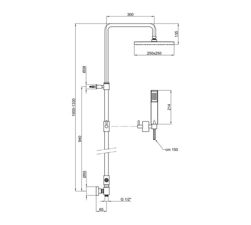 Душевой гарнитур Webert Shower Set AC0675015METAL, хром