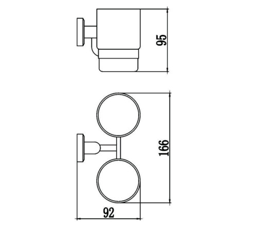 Стакан для ванной комнаты двойной Savol S-009568, хром