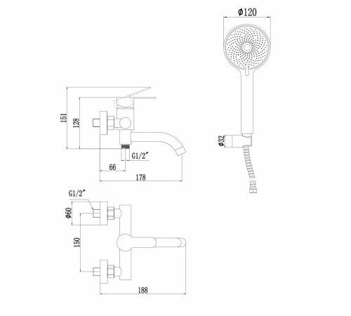 Смеситель для ванны Fmark FS8206Q, гранит