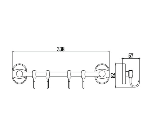 Планка с крючками Savol S-008204, хром
