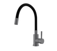 Смеситель для кухни с гибким изливом WesnaArt EKO EKO05-140GunMetal, серый/черный