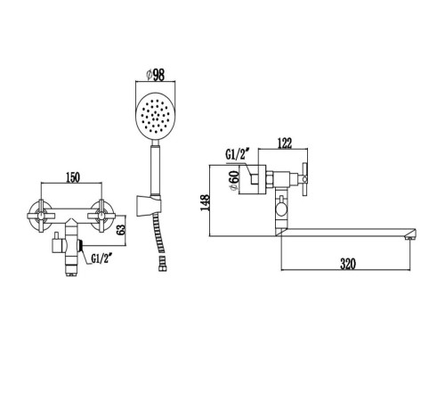 Смеситель для ванны Fmark FS8424H, черный