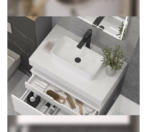Тумба подвесная без столешницы Velvex Unit tp.UNI.80.2Y белый матовый, 80 см
