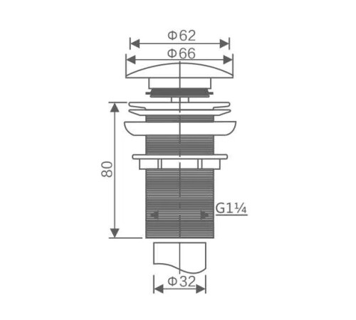 Донный клапан с переливом Savol S-XS001L, сатин