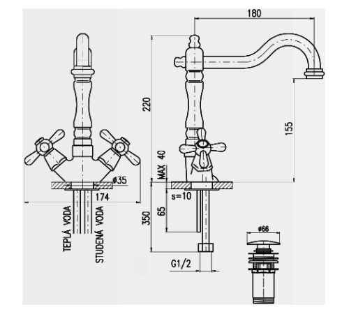 Смеситель для раковины Rav Slezak Morava MK521.5/8