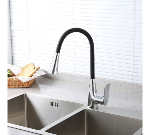Смеситель для кухни с гибким изливом и режимом душ FRAP F4471, хром