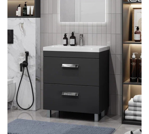 Тумба с раковиной напольная Velvex Orlando tn.ORL.CLA.70.2Y графит, 70 см