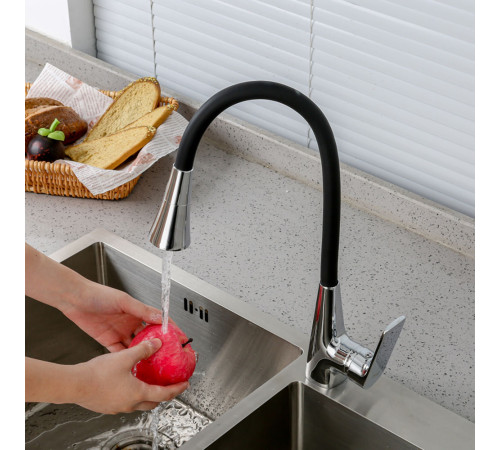 Смеситель для кухни с гибким изливом и режимом душ FRAP F4471, хром