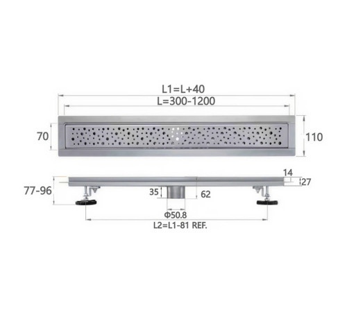 Трап для душа 60см Savol S-DL02Q-60, графит