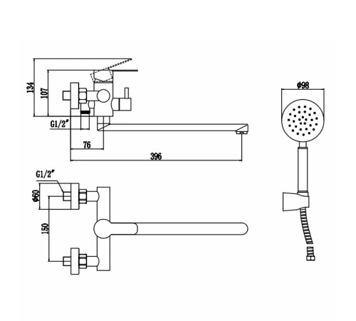 Смеситель для ванны Fmark FS8225W, белый