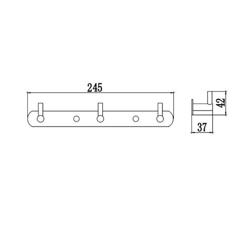 Планка с крючками Savol S-007213, хром