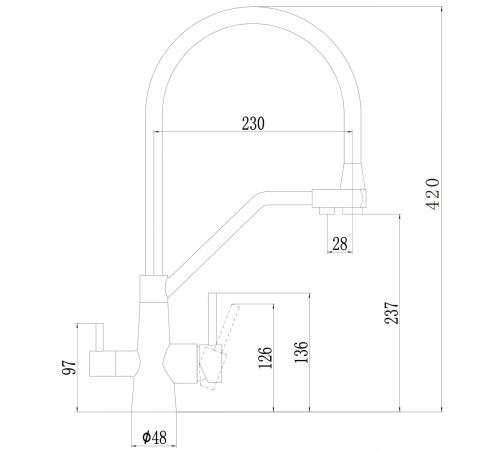 Смеситель для кухни с подключением к фильтру Fmark FS0662-Q02, графит
