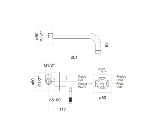 Смеситель для раковины Webert Rimini RI830606010, золото