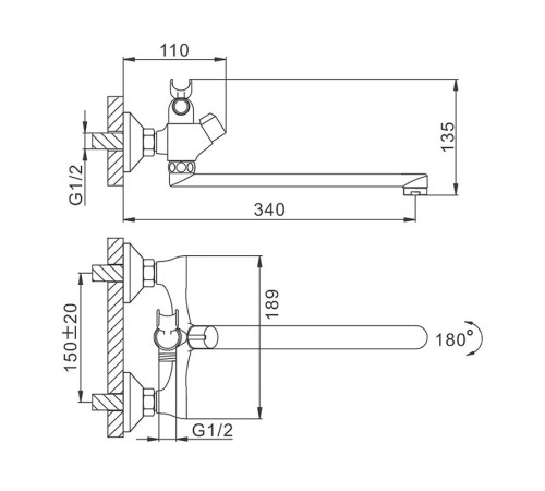 Смеситель для ванны FRAP F22731-B, хром