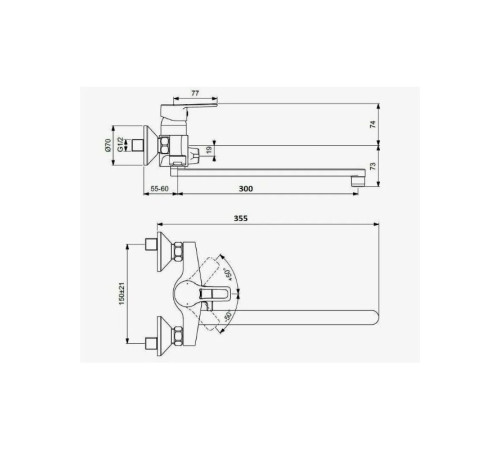 Смеситель для ванны D-Lin D146404-5, хром