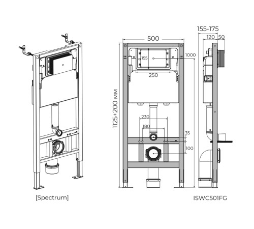 Инсталляция для подвесного унитаза Knotlor ISWC501FG, бирюзовый (серия 2)