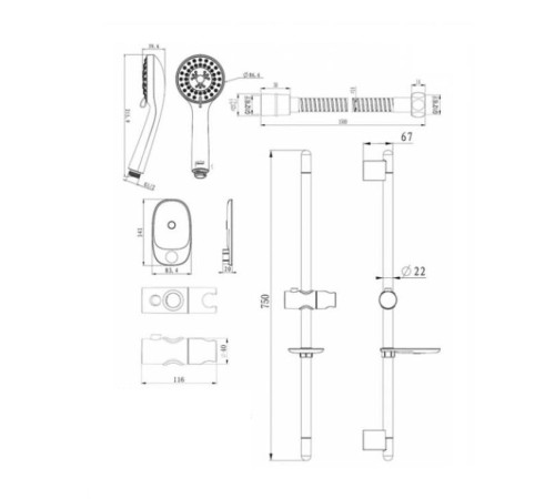 Душевой гарнитур Bravat Eco D152CP-1A-RUS, хром