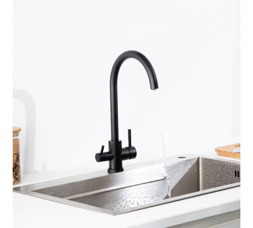 Смеситель для кухни с подключением фильтра FRAP F43899-46, черный