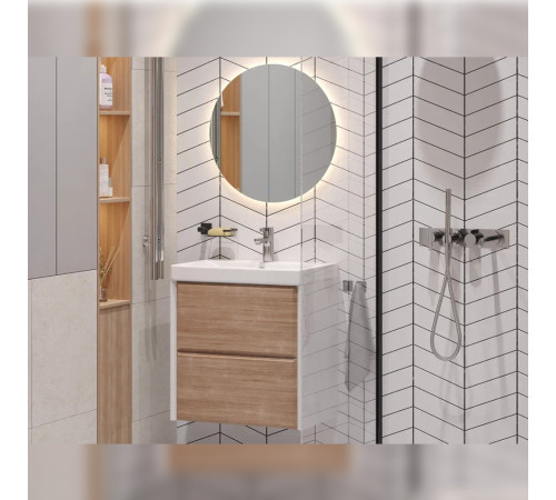 Тумба с раковиной подвесная Velvex Gesso tp.GES.9696.60.2Y белый матовый/дуб сонома, 60 см