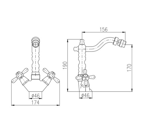 Смеситель для биде Rav Slezak MORAVA MK321.5/9SM, бронза