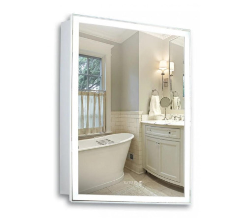 Зеркало-шкаф Silver Mirrors Киото 60 - 4.2 600х800 правый (часы, ТХ, сенсорный выключатель)