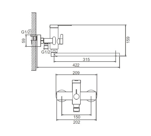 Смеситель для ванны BELZ B22813-7, черный
