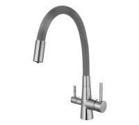 Смеситель для кухни с гибким изливом и подключением фильтра Esko Coral CL 03 G, сатин/серый