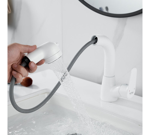 Смеситель для раковины многофункциональный Raffine F291C, белый